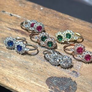 Simulated Diamond/ Gemstone dangle sterling silver earrings